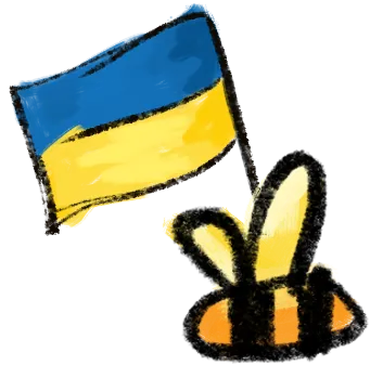 Bee with Ukrainian flag