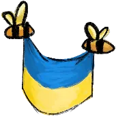 Bees carrying Ukrainian flag